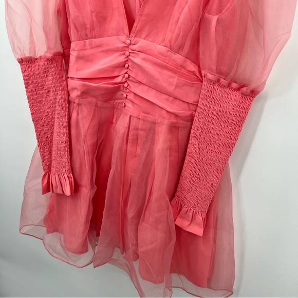 NWT Sugar Thrillz Talk About Forever Organza Mini Dress Sheath Bodycon Barbie - Picture 9 of 9